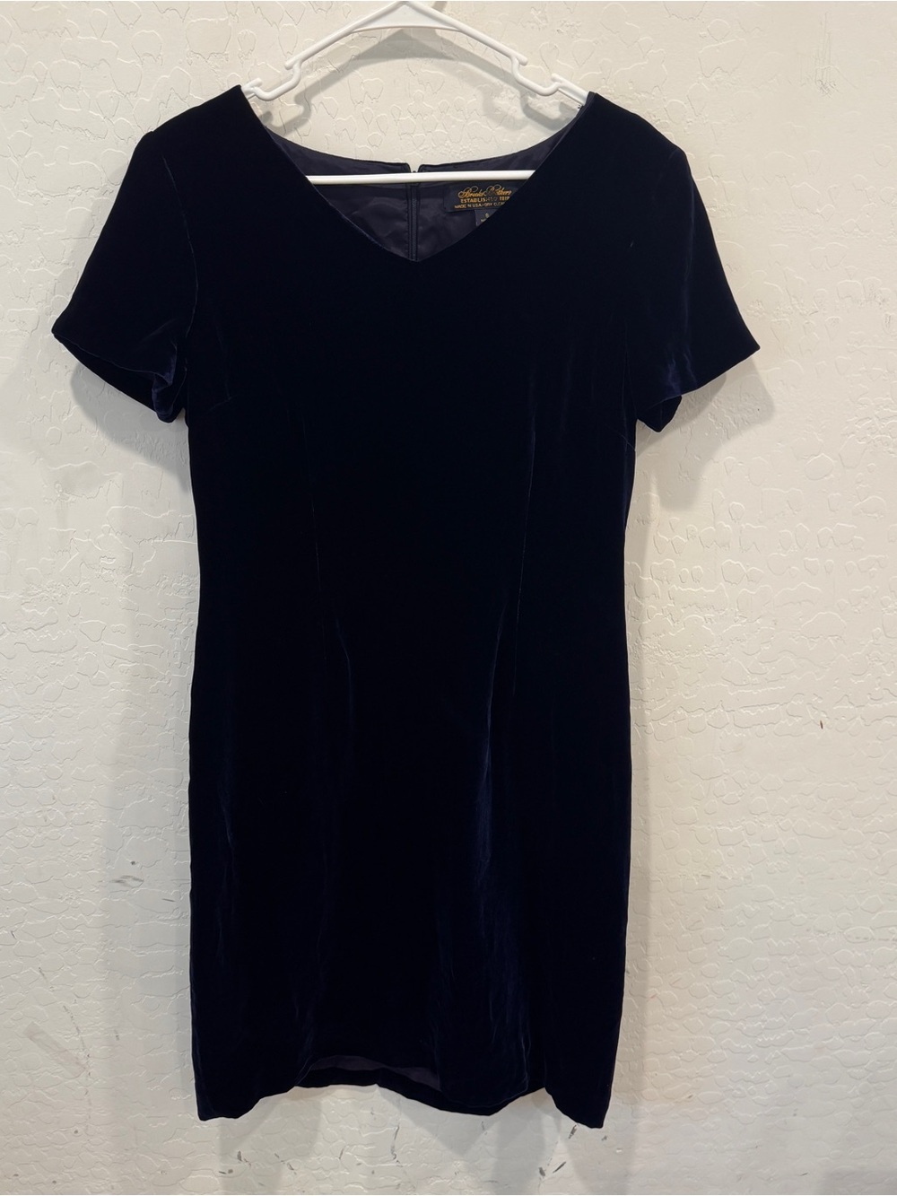 Brooks Brothers Navy Velvet Short Sleeve Mini Dress Women’s 8 Silk Blend Luxury